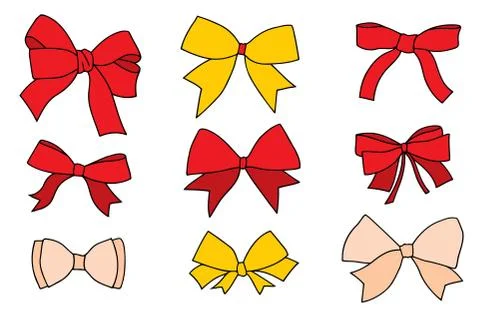 Set of vintage bows. Illustrazione stock
