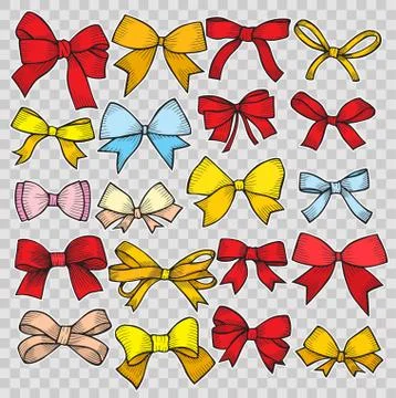 Set of vintage bows. Illustrazione stock