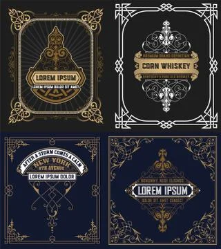 Set of vintage cards Stock Illustration