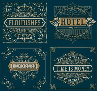 Set of Vintage cards. vector template. Stock Illustration