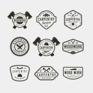 Set of vintage carpentry logos. vector illustration Stock Illustration