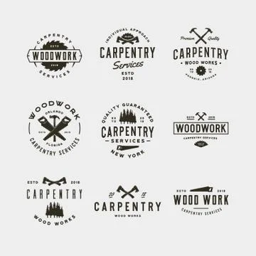 Set of vintage carpentry logos. vector illustration Stock Illustration