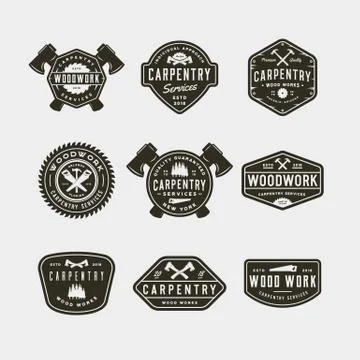 Set of vintage carpentry logos. vector illustration Stock Illustration