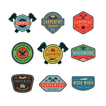 Set of vintage carpentry logos. vector illustration Stock Illustration