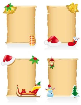 Set vintage christmas blank scroll vector illustration Stock Illustration