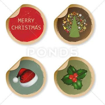Set vintage christmas labels Stock Illustration