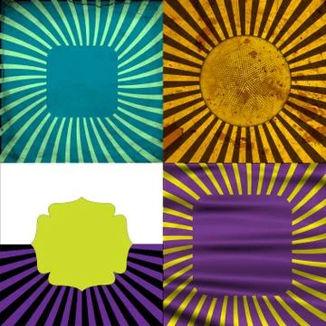 Set Vintage Colored Rays background. EPS10. Vector Illustrazione stock