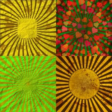 Set Vintage Colored Rays background. EPS10. Vector Illustrazione stock