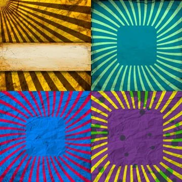 Set Vintage Colored Rays background. EPS10. Vector Stock Illustration
