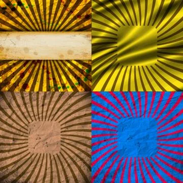 Set Vintage Colored Rays background. EPS10. Vector Illustrazione stock