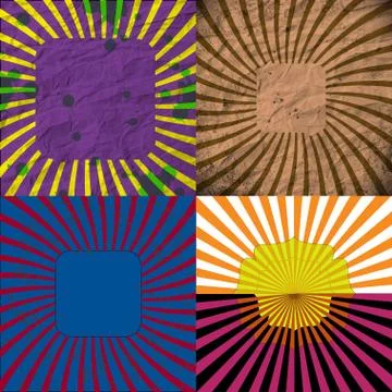 Set Vintage Colored Rays background. EPS10. Vector Illustrazione stock