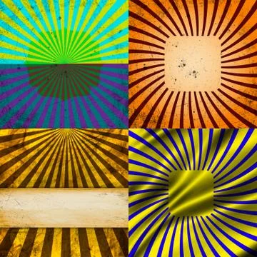 Set Vintage Colored Rays background. Stock Illustration