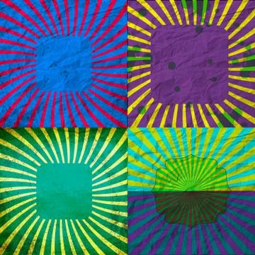 Set Vintage Colored Rays background. Stock Illustration