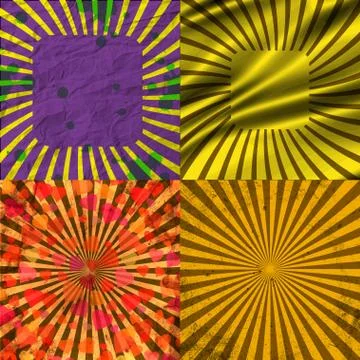 Set Vintage Colored Rays background. Stock Illustration