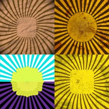 Set Vintage Colored Rays background. Stock Illustration