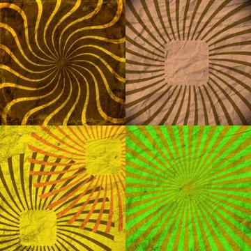 Set Vintage Colored Rays background. Stock Illustration