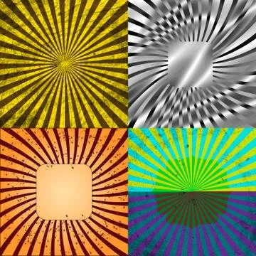 Set Vintage Colored Rays background. Stock Illustration