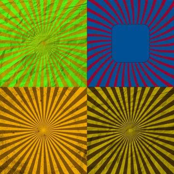 Set Vintage Colored Rays background. Stock Illustration