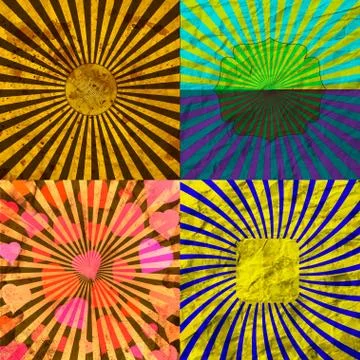 Set Vintage Colored Rays background. Stock Illustration