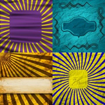 Set Vintage Colored Rays background. Stock Illustration