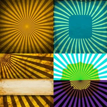 Set Vintage Colored Rays background. Stock Illustration