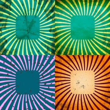 Set Vintage Colored Rays background. Stock Illustration