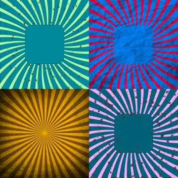 Set Vintage Colored Rays background. Stock Illustration