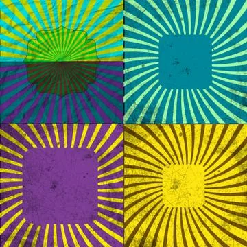 Set Vintage Colored Rays background. Stock Illustration