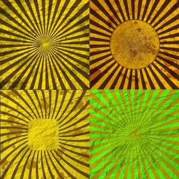 Set Vintage Colored Rays background. Stock Illustration