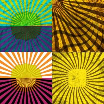 Set Vintage Colored Rays background. Stock Illustration