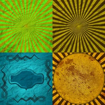 Set Vintage Colored Rays background. . Stock Illustration