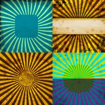 Set Vintage Colored Rays background. . Stock Illustration