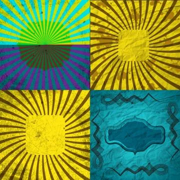 Set Vintage Colored Rays background. . Stock Illustration