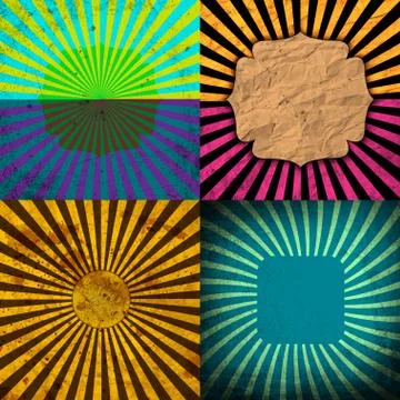 Set Vintage Colored Rays background. . Stock Illustration