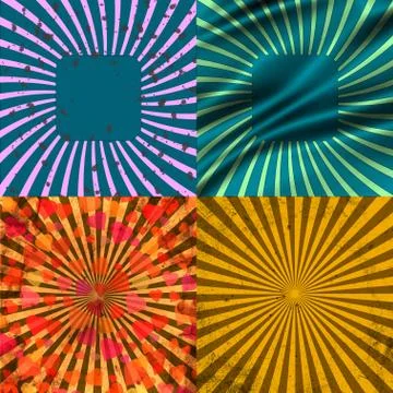 Set Vintage Colored Rays background. . Stock Illustration