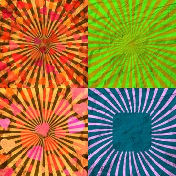 Set Vintage Colored Rays background. . Stock Illustration