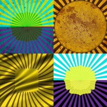 Set Vintage Colored Rays background. . Stock Illustration