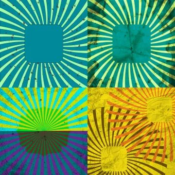 Set Vintage Colored Rays background. . Stock Illustration
