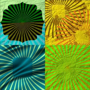 Set Vintage Colored Rays background. . Stock Illustration