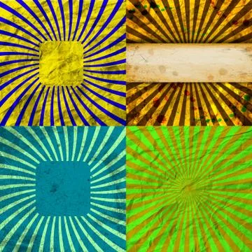 Set Vintage Colored Rays background. . Stock Illustration
