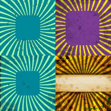 Set Vintage Colored Rays background. . Stock Illustration