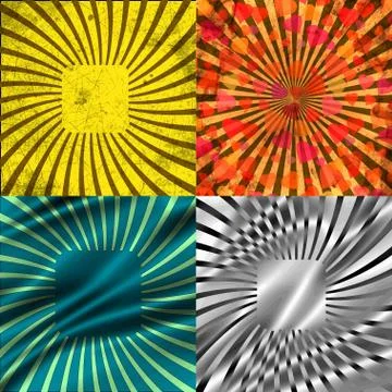 Set Vintage Colored Rays background. . Stock Illustration