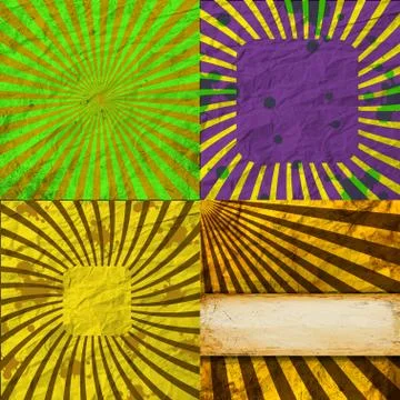 Set Vintage Colored Rays background. . Stock Illustration