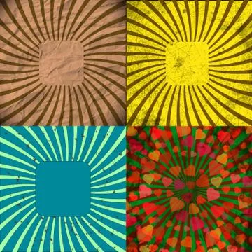 Set Vintage Colored Rays background. . Stock Illustration