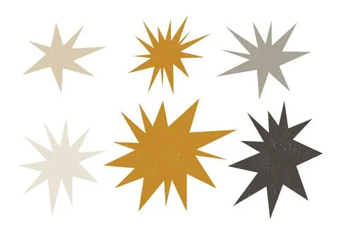 Set of vintage comic star or explosion shapes and text boxes Stock Illustration