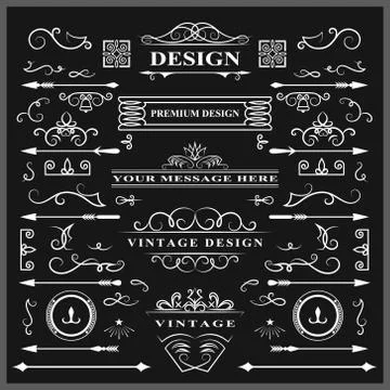 Set of Vintage Decorations Elements. Flourishes Calligraphic Ornaments  Stock-Illustration