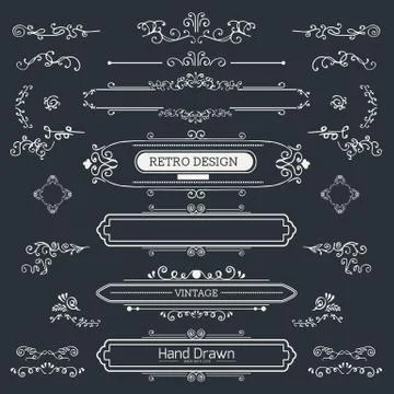 Set of Vintage Decorations Elements Stock Illustration
