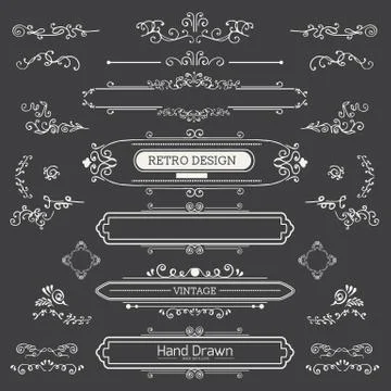Set of Vintage Decorations Elements Stock Illustration