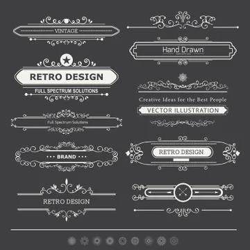 Set of Vintage Decorations Elements Stock Illustration