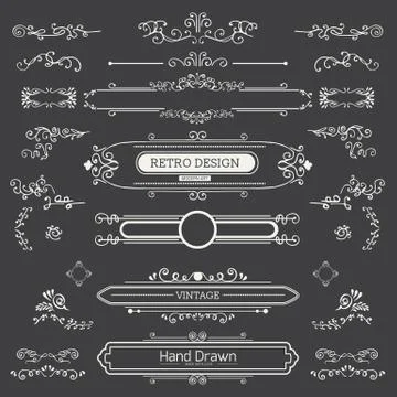 Set of Vintage Decorations Elements Stock Illustration